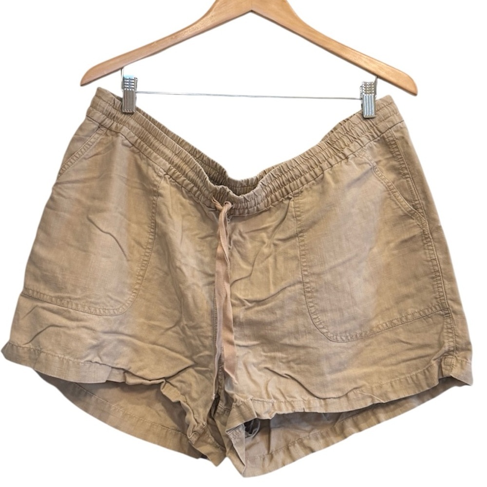 🌈 6/$60 JCrew Linen Shorts Tan Size XXL Drawstring Pockets